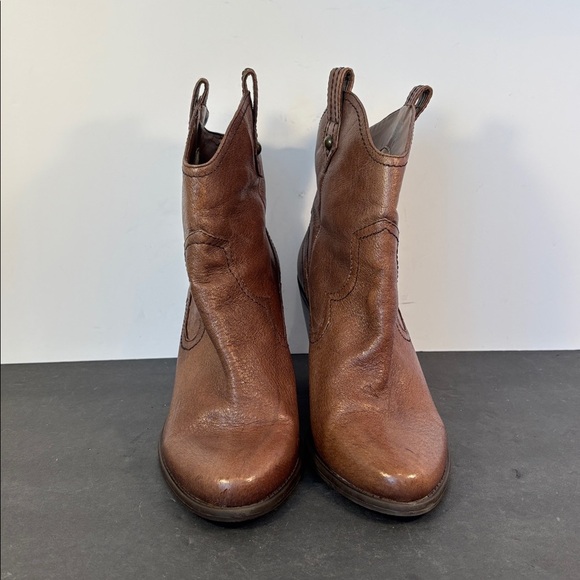 Jessica Simpson Cavett Brown Leather Western Booties Sz 8.5M - Picture 2 of 7